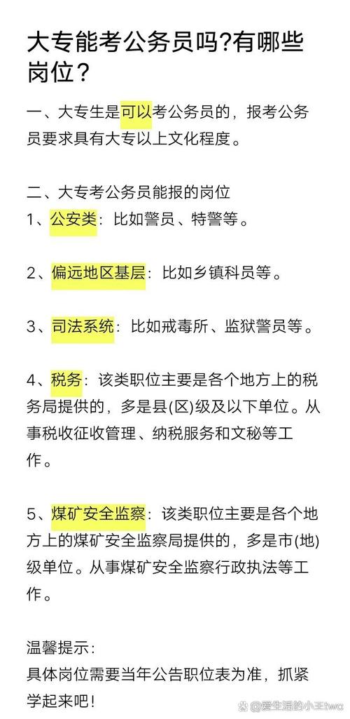 大专可以考公务员吗(大专可以考公务员吗有哪些岗位)