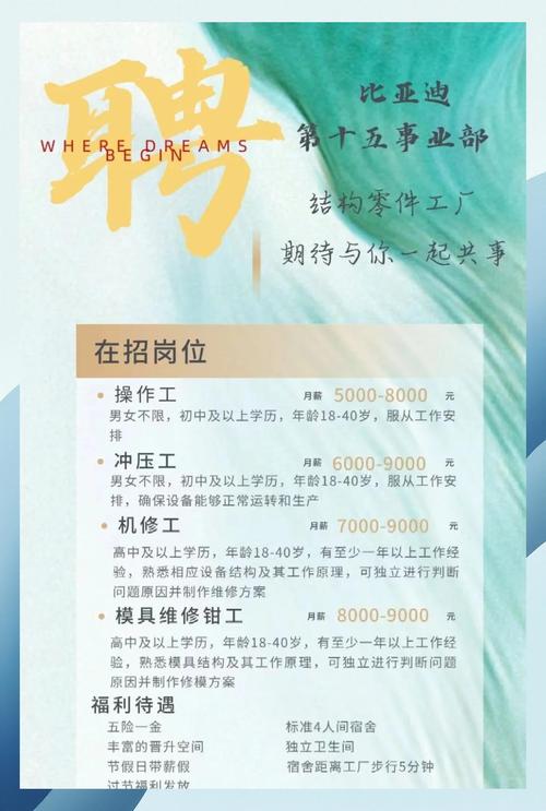 比亚迪工厂招聘信息,比亚迪工厂招聘信息最新